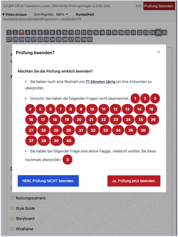 Prüfungsende