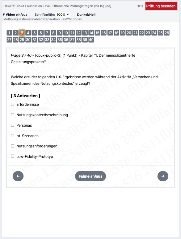 Prüfungsmarkierungen