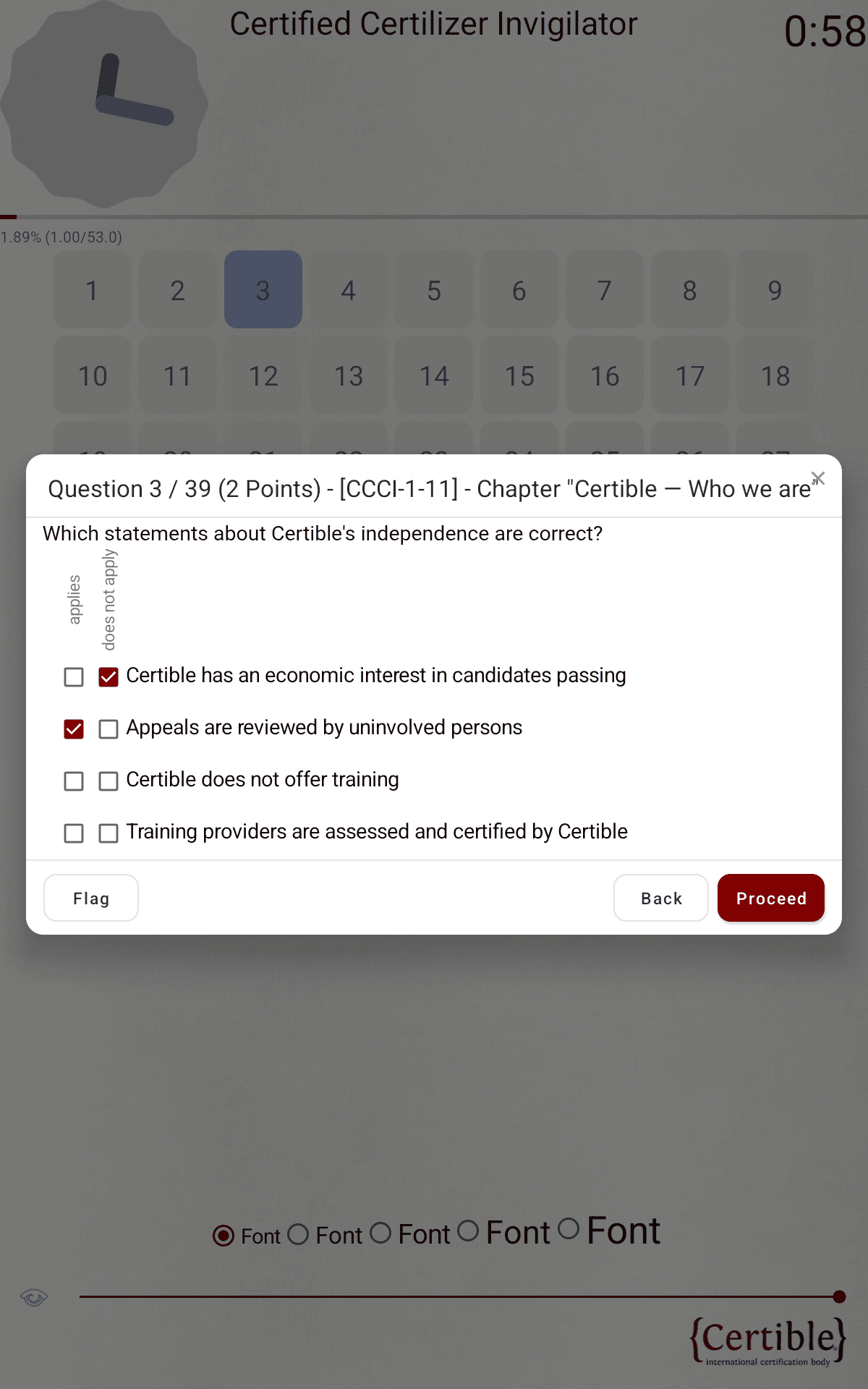 Question field shown in blue