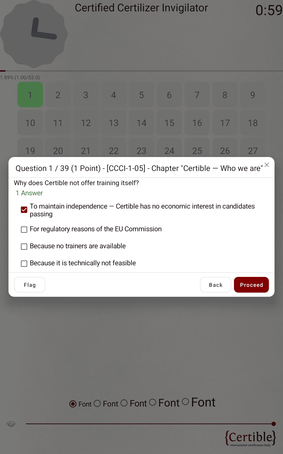 Question field shown in green
